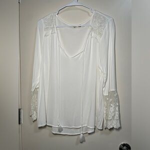 Fairy Renaissance Fair Country Bohemian Festival Lace White Blouse XL  Eyeshadow